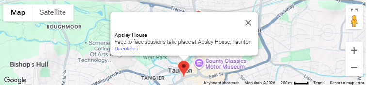 Map showing Apsley House, Taunton — click for directions